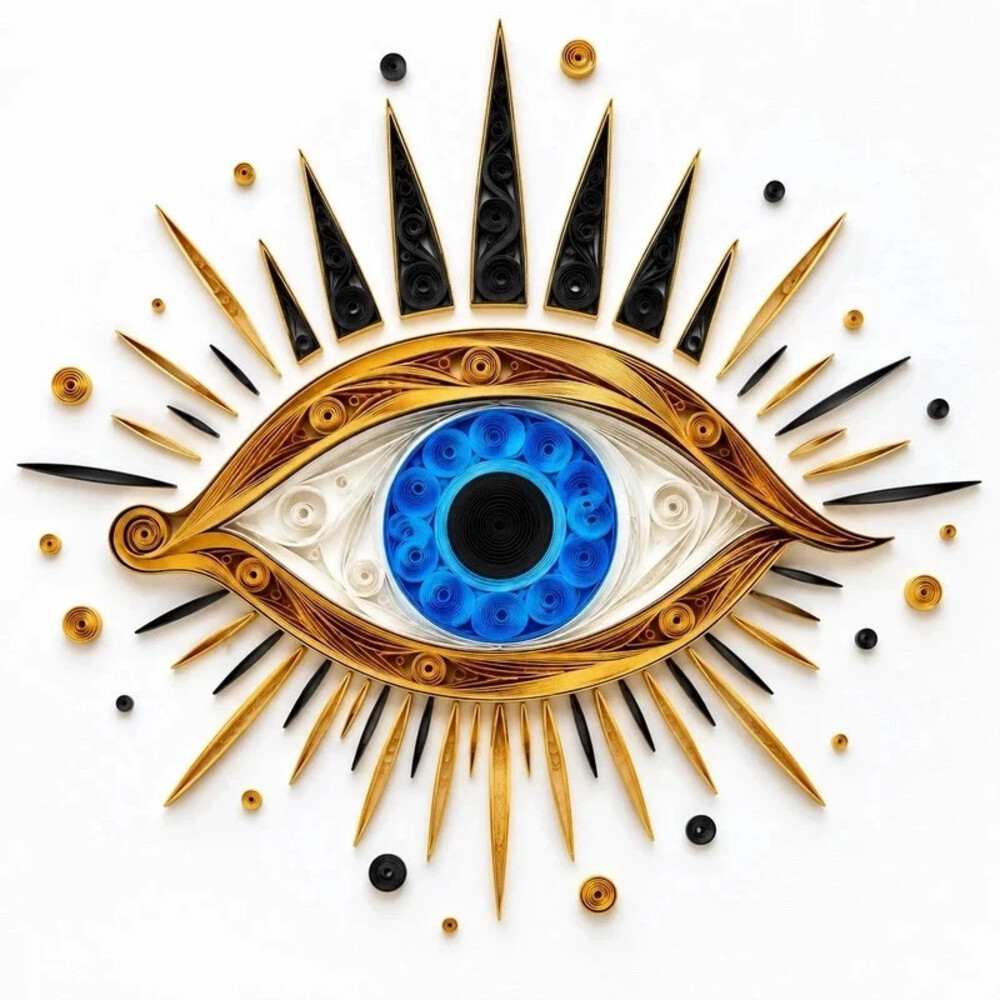 8x8 Framed Blue Evil Eye Wall Art